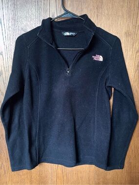 The North Face Black 1/4 Zip Fleece with Pink Logo